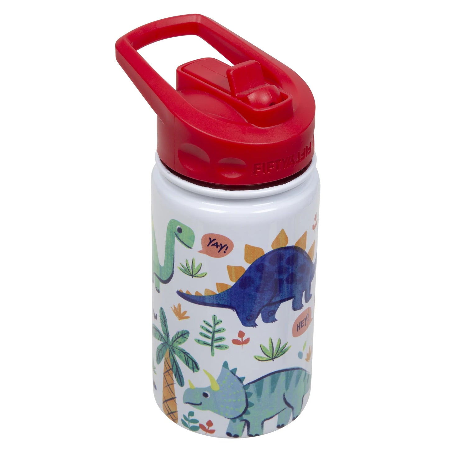 Kids 354ml Dino Print Straw Cap Bottle