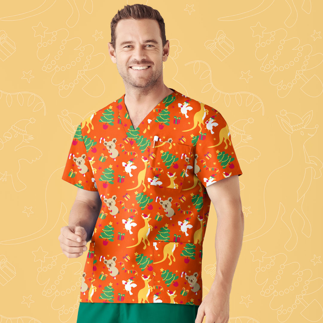 Mens Christmas Scrub Top