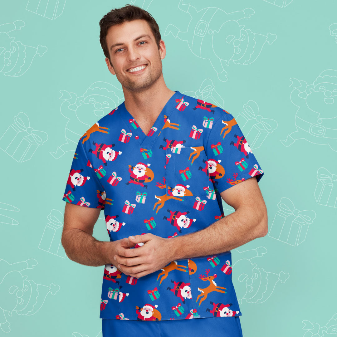 Mens Christmas Scrub Top