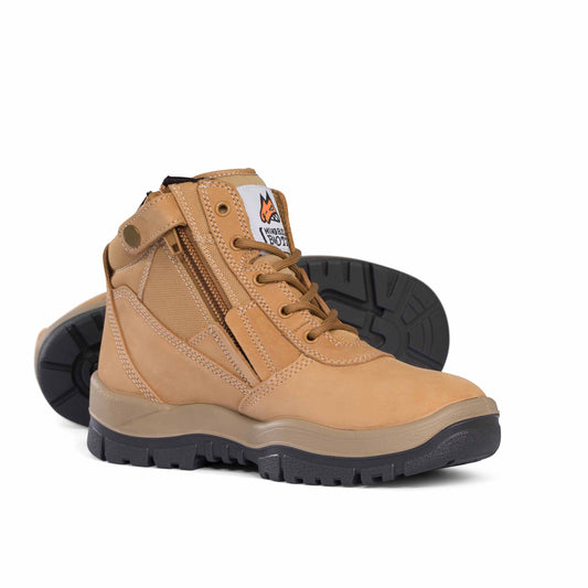 Mongrel - Wheat Low Lace Up Zip Sided Safety Boot