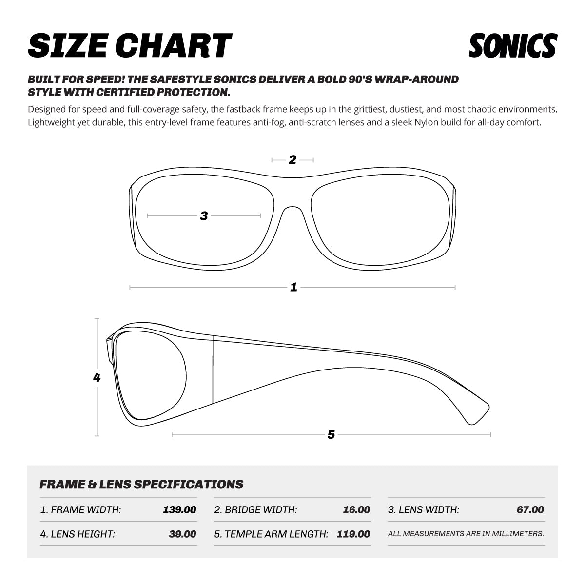 Safestyle Sonics Silver Frame Polarised Lens