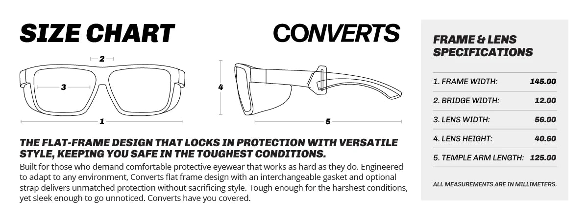 Converts Matte Graphite/Red Frame Clear Lens