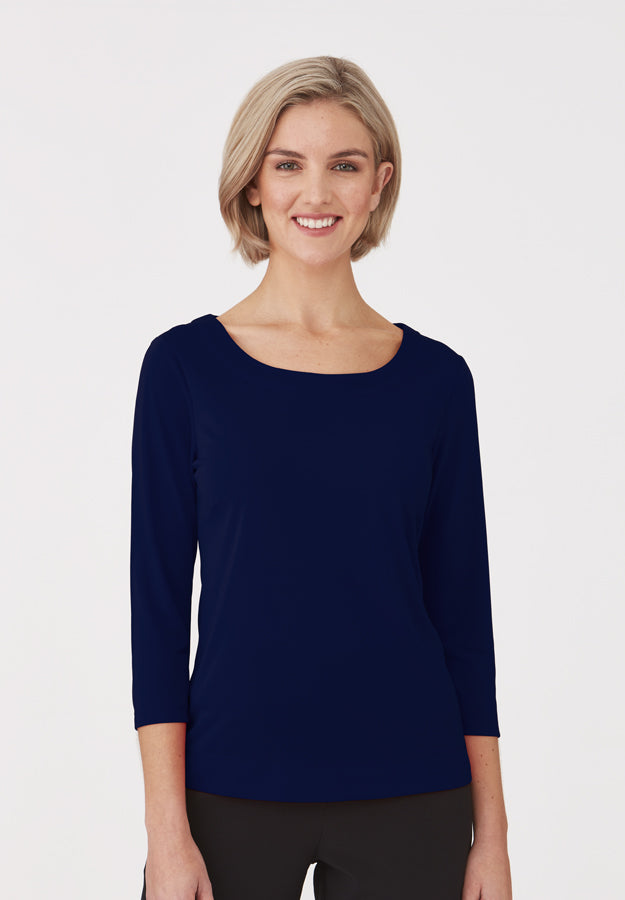 Navy 3/4 Sleeve Smartknit Top