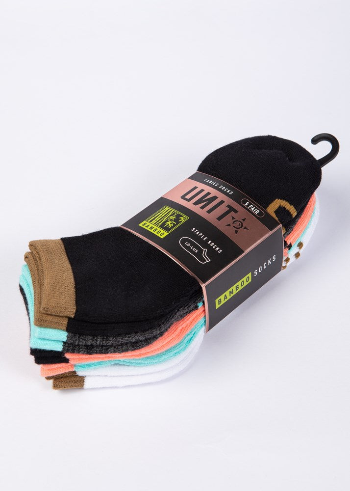 Unit Ladies Equip Bamboo Socks No Show 5 Pack