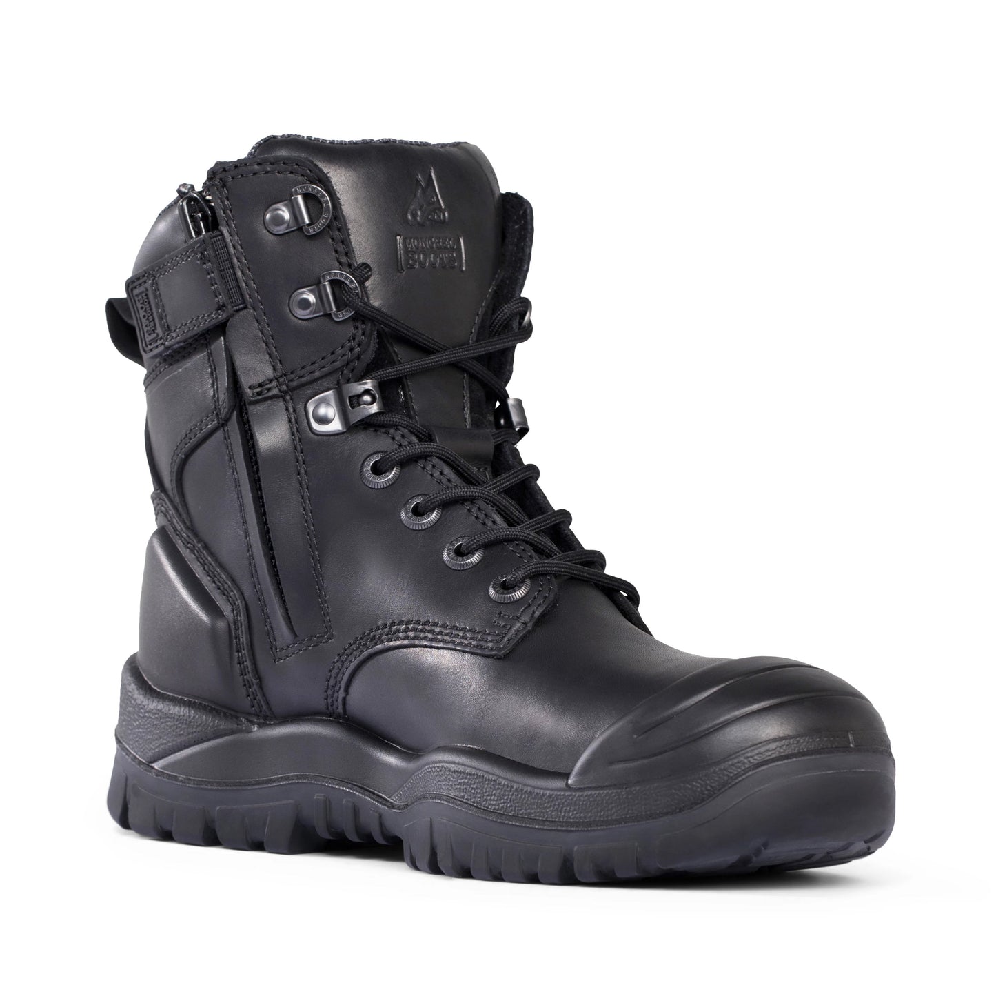 Mongrel - Black High Leg Zip Safety Vibram Rubber Boot