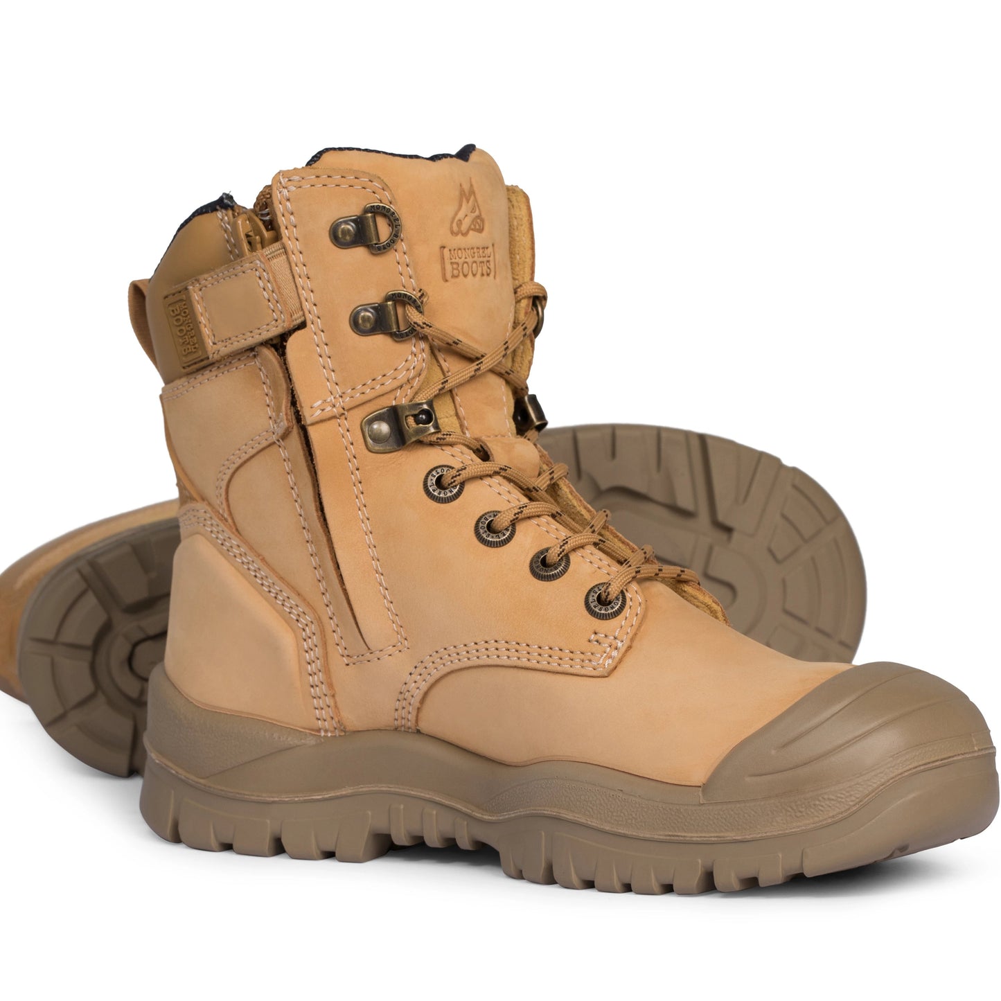 Mongrel - Wheat High Leg Zip Safety Vibram Rubber Boot