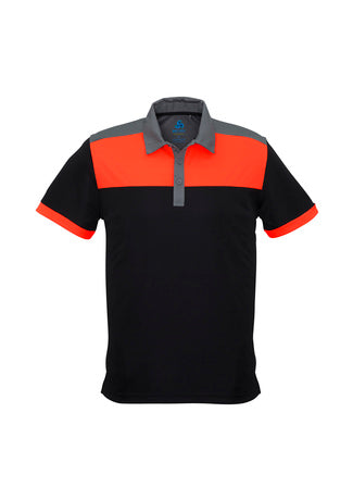 Mens Charger Polo Black Fluro Orange