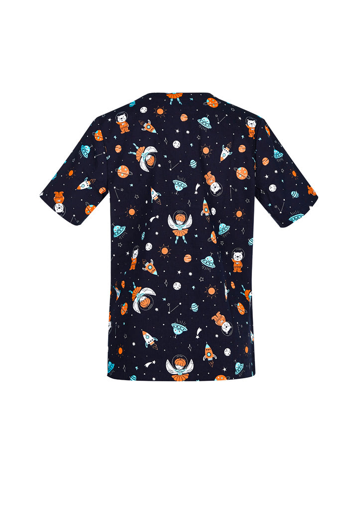 Printed navy scrub top
