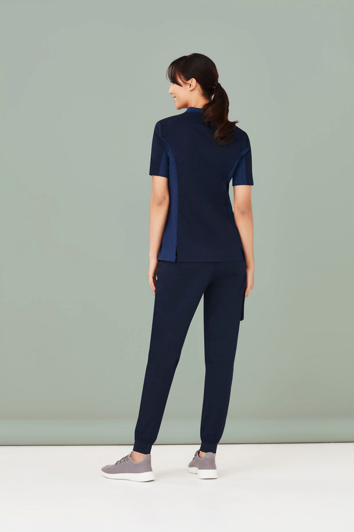 Lady wearing Navy Scrub Pants
