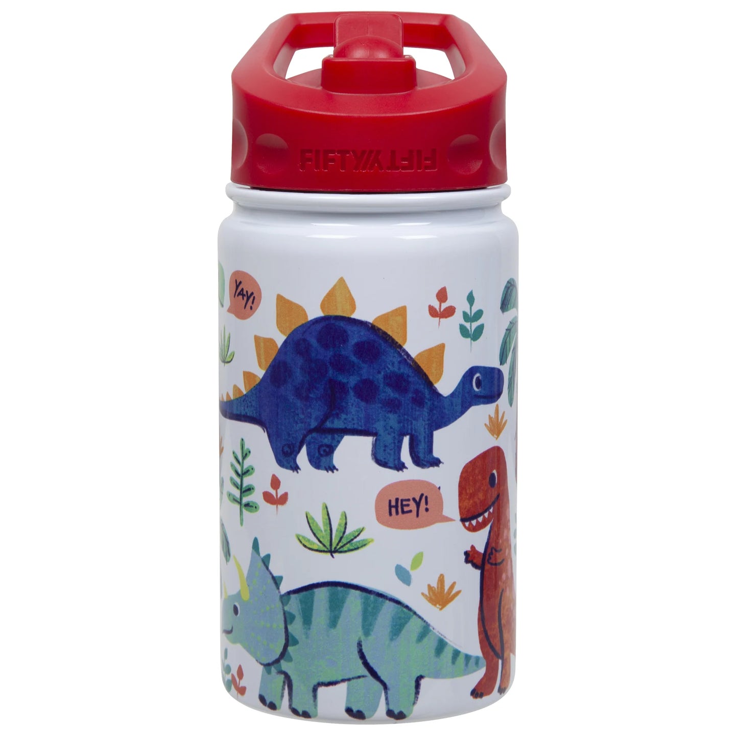 Kids 354ml Dino Print Straw Cap Bottle