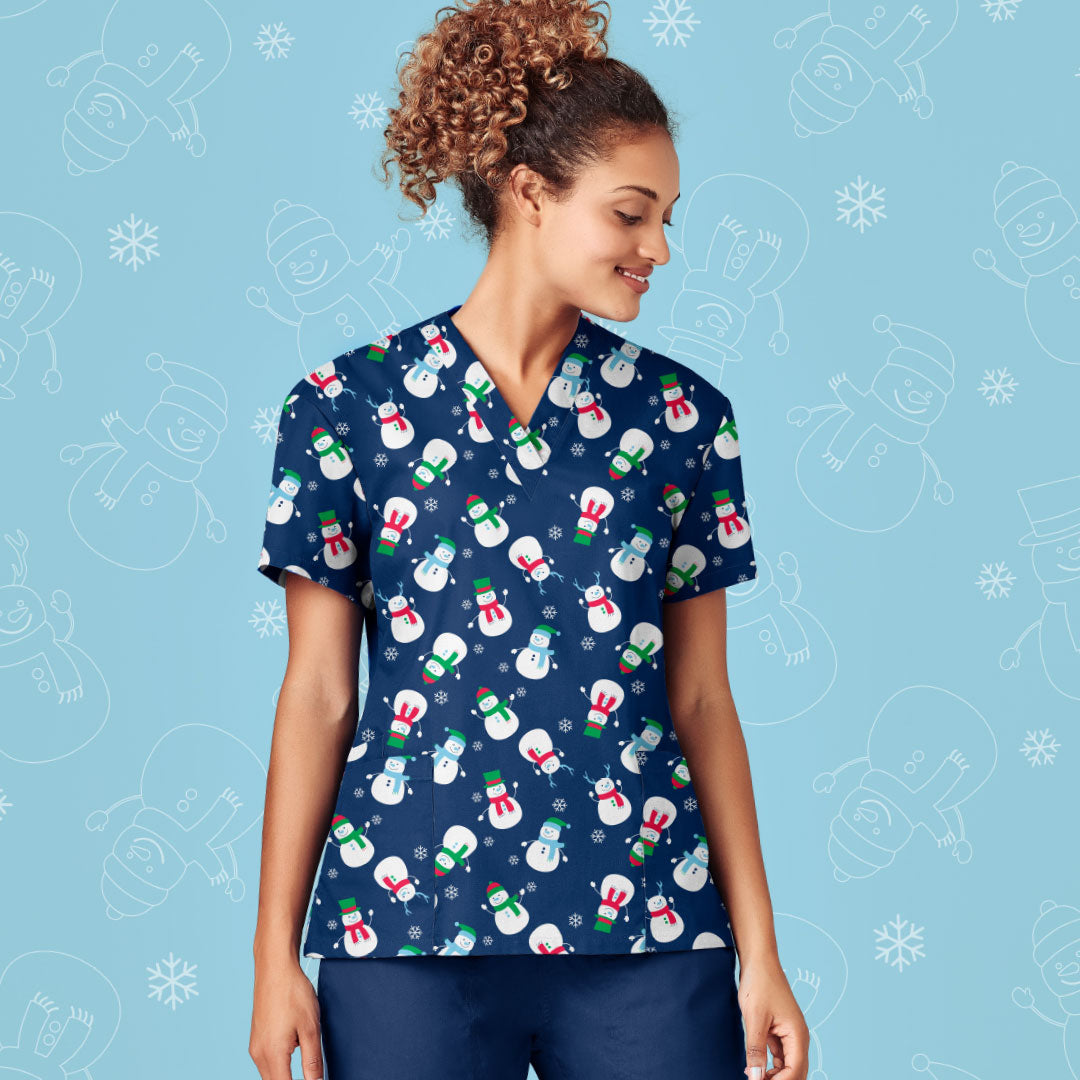 Ladies Christmas Scrub Top