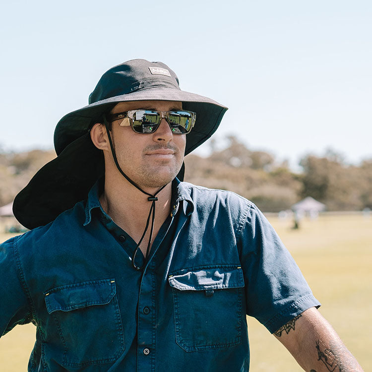 Worksite To Weekend Black Flap Bucket Hat