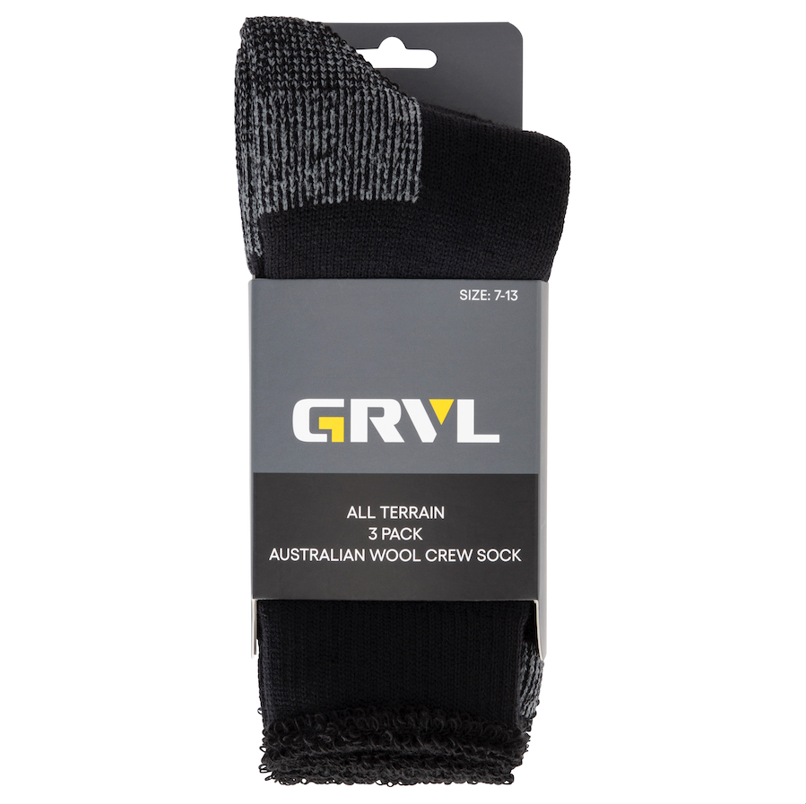 GRVL All Terrain Australian Wool 3 Pack Socks