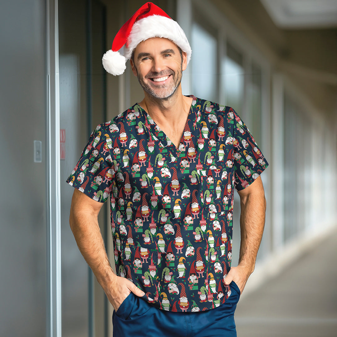 Unisex Gnomes Christmas Cotton Scrub Top