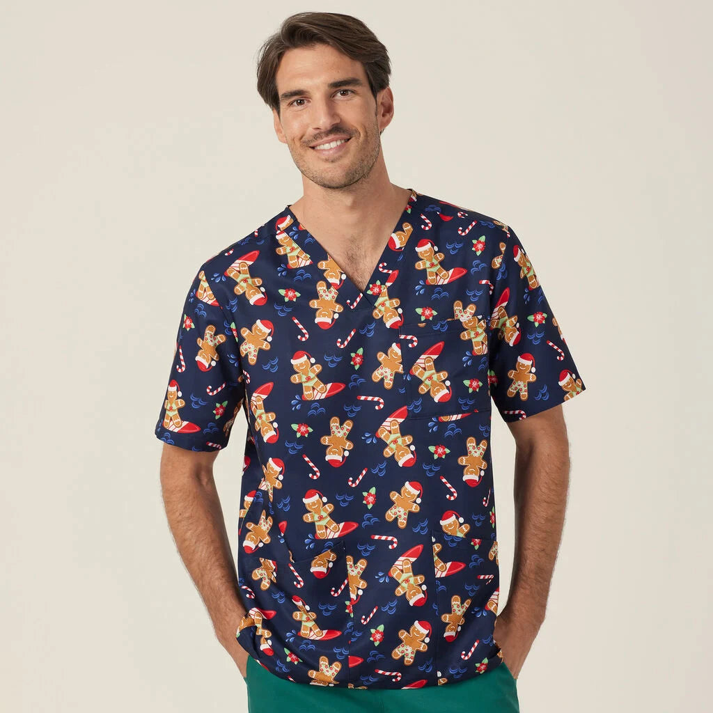 Gingerbread Surfer Scrub Top