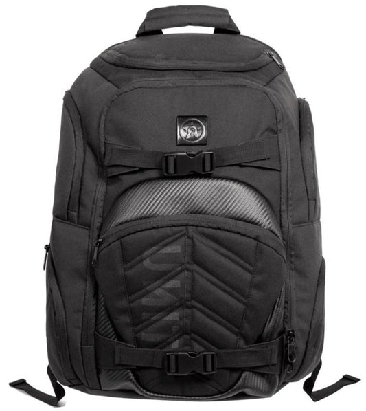 Unit Workwear, UNIT Back Pack 600D 100% POLYESTER WITH NYLON LINING, METAL & RUBBER TPR BADGE DETAILS, TWIN CHAMBER COMPARTMENTS, INTERNAL LAPTOP COMPARTMENT, THREE FRONT STATIONARY ZIP COMPARTMENTS, TWO EXTERNAL SMALL SIDE STASH COMPARTMENT, AIR MESH PAD