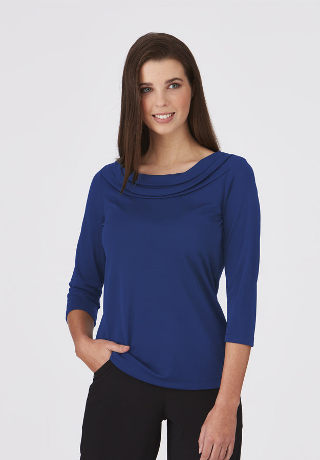Royal Blue Eva Knit Blouse with 3/4 length Sleeves