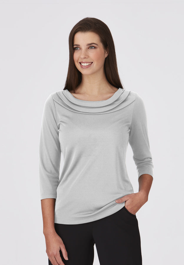 Silver Eva Knit Blouse with 3/4 length Sleeves