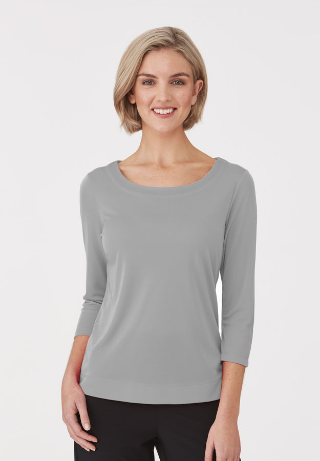 Silver 3/4 Sleeve Smartknit Top