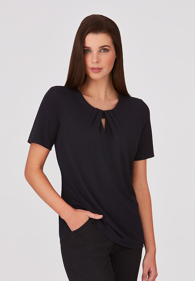 City Collection Keyhole Knit Top