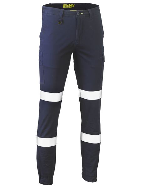 TAPED BIOMOTION STRETCH COTTON DRILL CARGO CUFFED PANTS