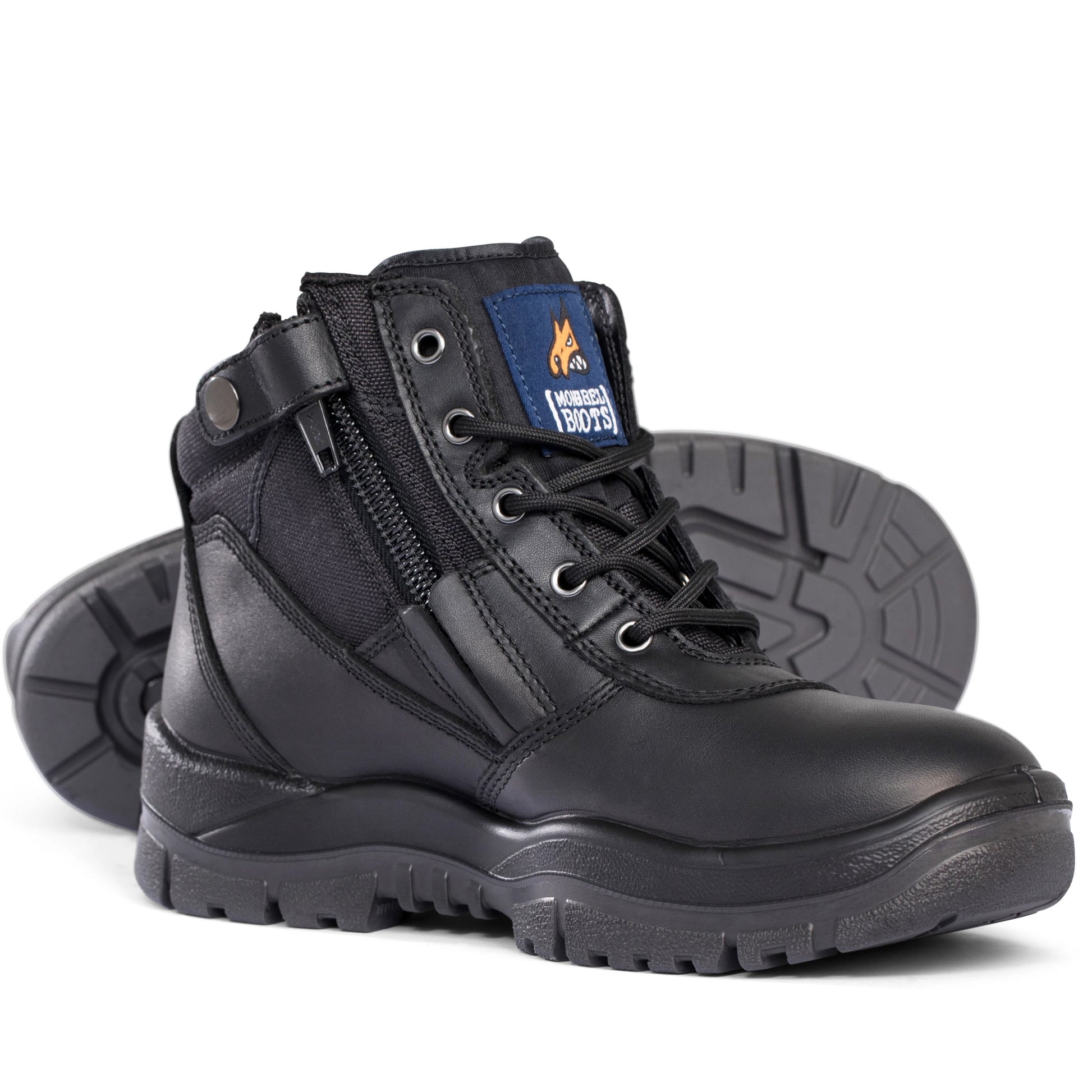 Mongrel - Black Low Lace Up Zip Sided Safety Boot