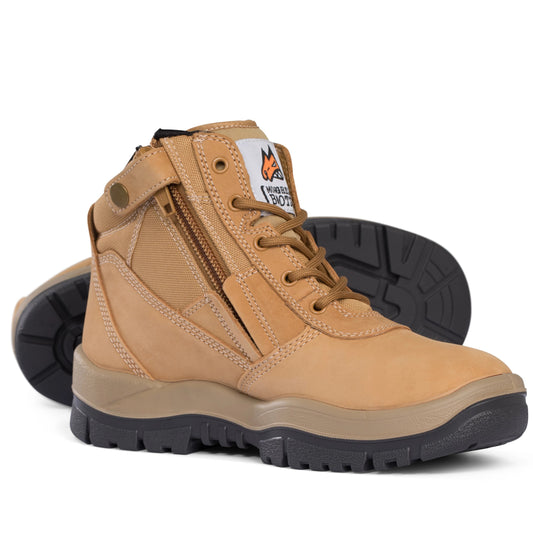 Mongrel - Wheat Low Lace Up Zip Sided Safety Boot