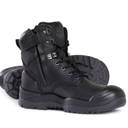Mongrel - Black High Leg Zip Safety Vibram Rubber Boot