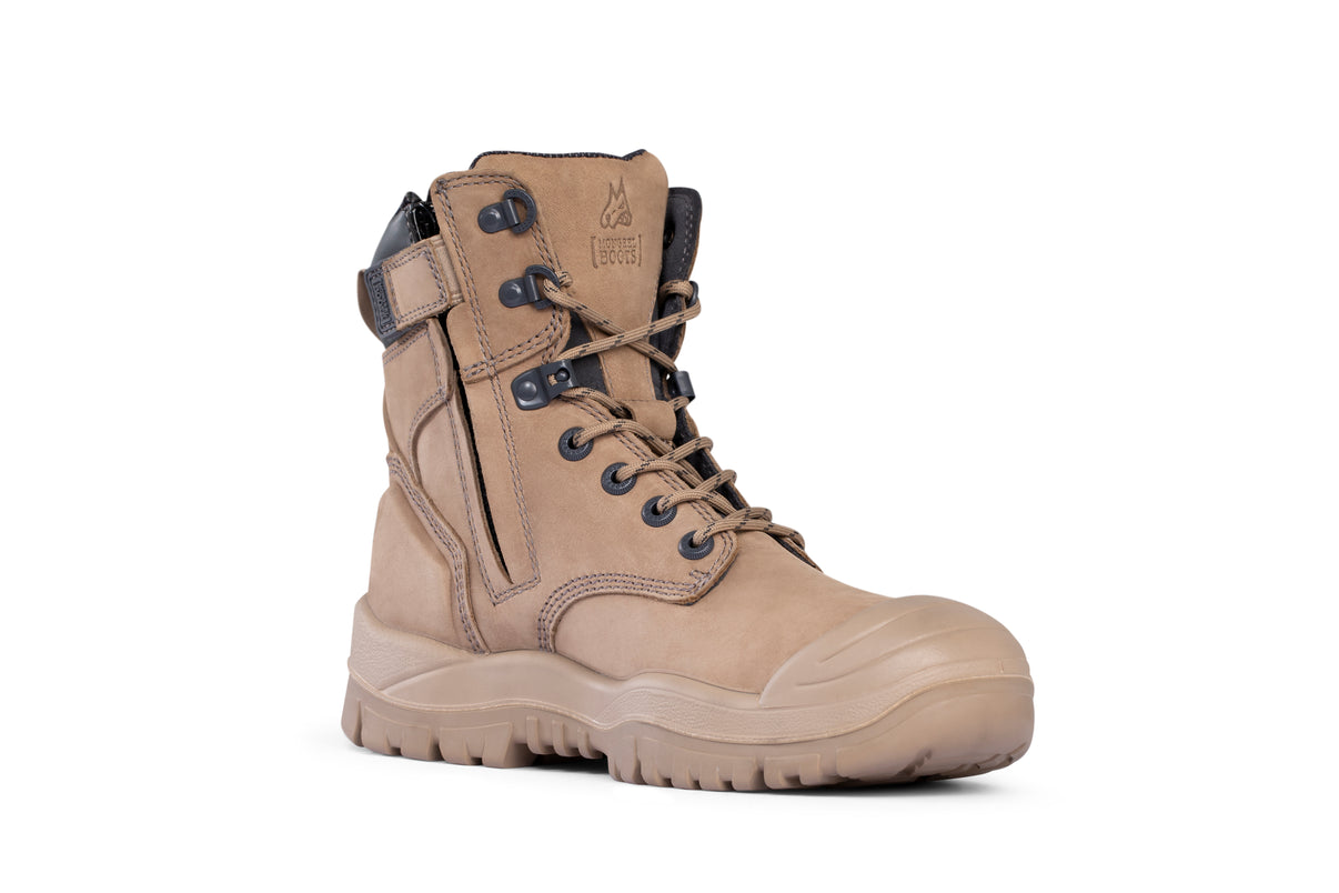 Mongrel - Stone High Leg Zip Safety Vibram Rubber Boot – Workwise Clothing