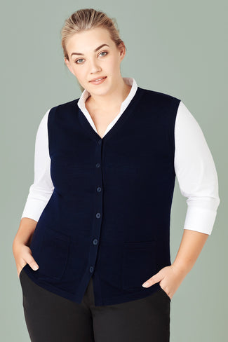 Womens Button Front Knit Vest - Main Image